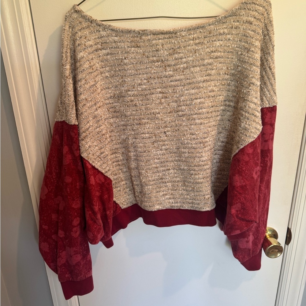 Anthropologie Women's Red and Gray Sweater, size Medium - Picture 2 of 6
